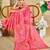 Women's pink magenta tissue shimmer handloom cotton saree - bandhani paisley print (sfshmr17)