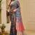 blue pink shimmer handloom cotton blend digital print saree (sfshmr12)