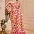 cream pink shimmer handloom cotton blend saree with ikat geometric border print (sfshmr11)