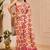 cream pink shimmer handloom cotton blend saree with ikat geometric border print (sfshmr11)