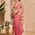 cream pink shimmer handloom cotton blend saree with ikat geometric border print (sfshmr11)