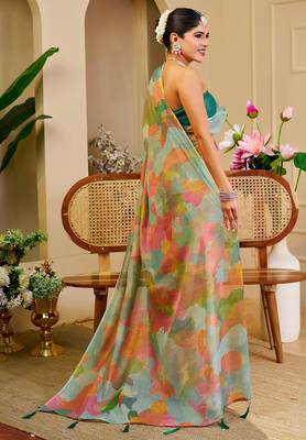 multicolor shimmer handloom cotton blend saree abstract floral print (sfshmr9) 4