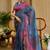 blue purple shimmer handloom cotton blend digital print saree (sfshmr16)
