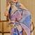 beige purple shimmer handloom cotton blend saree with abstract swirl print (sfshmr5)