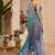 turquoise blue shimmer handloom cotton blend saree abstract floral print (sfshmr3)