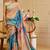 beige blue shimmer handloom cotton blend digital print saree (sfshmr45)