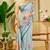 Women's sea green tissue shimmer handloom cotton saree with floral print (sfshmr39)