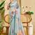 Women's sea green tissue shimmer handloom cotton saree with floral print (sfshmr39)