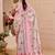 pink white shimmer handloom cotton blend saree floral print (sfshmr37)
