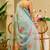 Women's sea green tissue shimmer handloom cotton saree with floral print (sfshmr39)