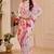 pink white shimmer handloom cotton blend saree floral print (sfshmr37)