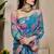 teal shimmer handloom cotton blend saree floral print (sfshmr38)