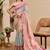 Women's sea green pink tissue shimmer handloom cotton digital print saree (sfshmr33)