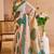 Women's beige green tissue shimmer handloom cotton saree with floral print (sfshmr35)