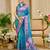 turquoise pink shimmer handloom cotton blend saree floral print (sfshmr32)