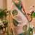 Women's beige green tissue shimmer handloom cotton saree with floral print (sfshmr35)