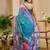 turquoise pink shimmer handloom cotton blend saree floral print (sfshmr32)