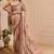 Women's beige pink tissue shimmer handloom cotton saree with floral print (sfshmr29)