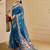 blue shimmer handloom cotton blend saree with floral border print (sfshmr30)