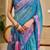 turquoise pink shimmer handloom cotton blend saree floral print (sfshmr32)