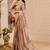 Women's beige pink tissue shimmer handloom cotton saree with floral print (sfshmr29)