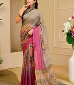 grey pink shimmer handloom cotton blend digital print saree (sfshmr25)