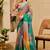 teal shimmer handloom cotton blend saree floral print (sfshmr24)