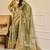 olive green shimmer handloom cotton blend saree floral print (sfshmr22)