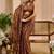 brown shimmer handloom cotton blend saree with floral print (sfshmr27)