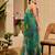 teal shimmer handloom cotton blend saree floral print (sfshmr24)