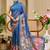blue shimmer handloom cotton blend saree ombre floral print (sfshmr13)