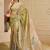 olive green shimmer handloom cotton blend digital print saree (sfshmr7)