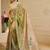 olive green shimmer handloom cotton blend digital print saree (sfshmr7)