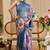 blue shimmer handloom cotton blend saree ombre floral print (sfshmr13)