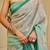 mint green shimmer handloom cotton blend saree floral border print (sfshmr10)