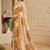 cream mustard shimmer handloom cotton blend digital print saree (sfshmr18)
