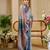 grey blue shimmer handloom cotton blend saree ombre floral border print (sfshmr2)