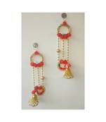 decorative lace chudi rose bell hanging for decoration home decor hanging (pack of 2)