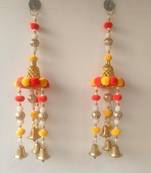 handmade pom pom bell beads hanging for decoration home decor hanging (pack of 2)