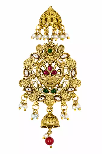 Kundan Gold-plated multicolour jada billai hair brooch bun juda hair pin hair accessories hair jewelry