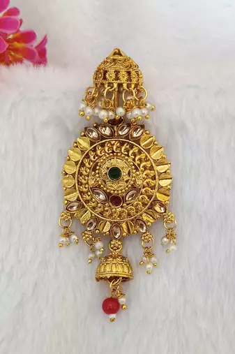 Kundan Gold-plated multicolour jada billai hair brooch bun juda hair pin hair accessories hair jewelry