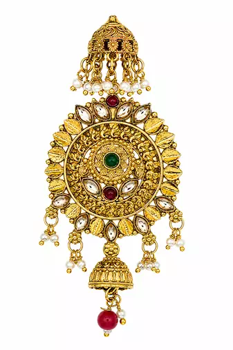 Kundan Gold-plated multicolour jada billai hair brooch bun juda hair pin hair accessories hair jewelry