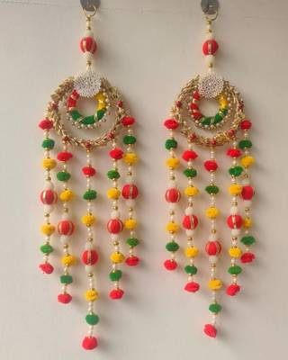 handmade lace moti chudi pom pom beads hanging for decoration home and decor hanging (pack of 2) 1