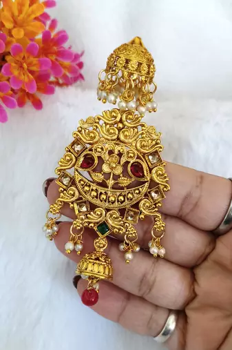 Kundan Gold-plated multicolour jada billai hair brooch bun juda hair pin hair accessories hair jewelry