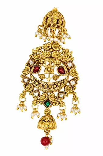 Kundan Gold-plated multicolour jada billai hair brooch bun juda hair pin hair accessories hair jewelry