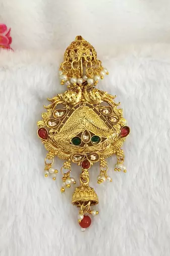 Kundan Gold-plated multicolour jada billai hair brooch bun juda hair pin hair accessories hair jewelry