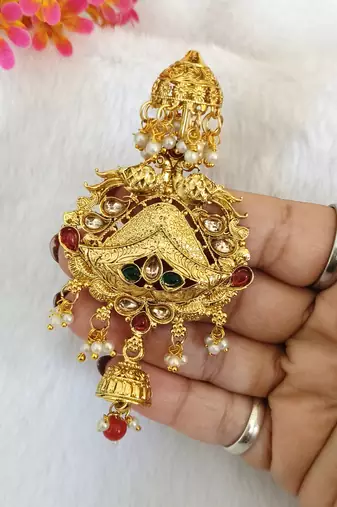Kundan Gold-plated multicolour jada billai hair brooch bun juda hair pin hair accessories hair jewelry