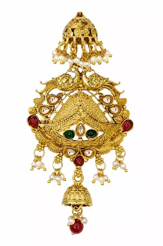Kundan Gold-plated multicolour jada billai hair brooch bun juda hair pin hair accessories hair jewelry