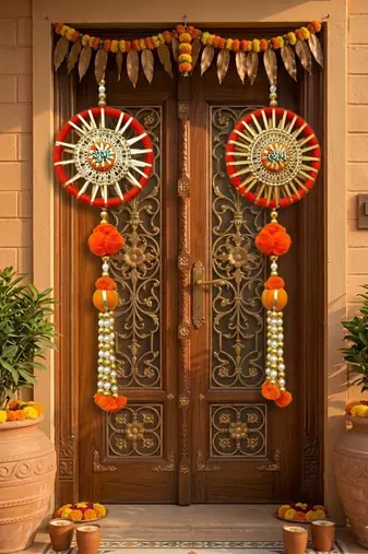 handmade shubh labh jaal chudi hanging for decorationhanging decor hanging (pack of 2)