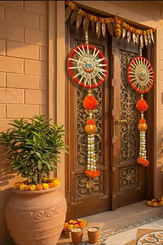 handmade shubh labh jaal chudi hanging for decorationhanging decor hanging (pack of 2)